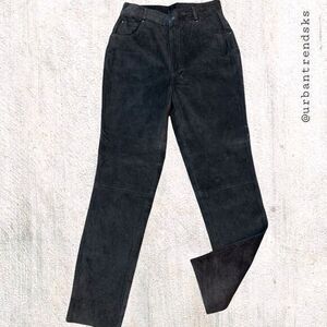 100% pants Leather Black Suede Lined Pants 13/14